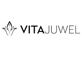 VITAJUWEL – Logo Logo von VITAJUWEL mit einem stilisierten Wasserzeichen und dem Schriftzug „VITAJUWEL“.